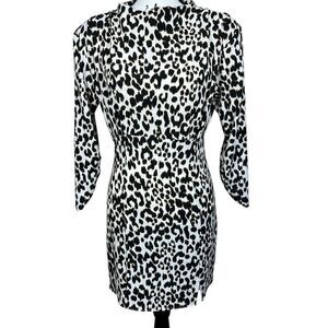 Zara animal print Dress  Shoulder Pads long sleeve open slit back size M baddie
